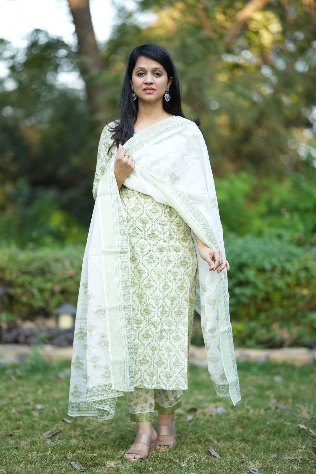 Kimaya Green Cotton Suit Set