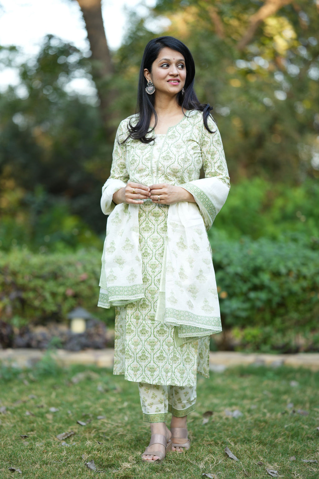 Kimaya Green Cotton Suit Set