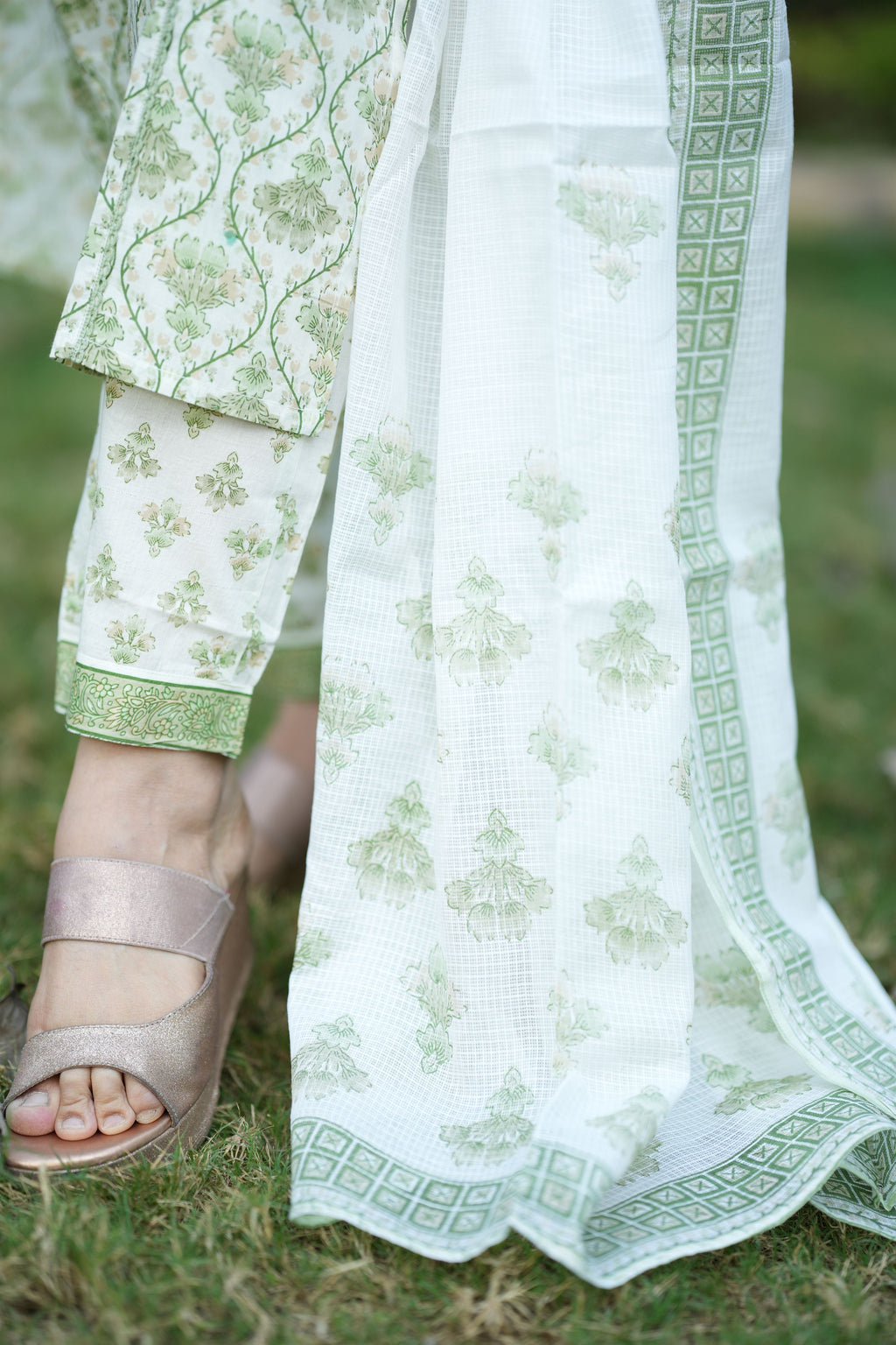 Kimaya Green Cotton Suit Set