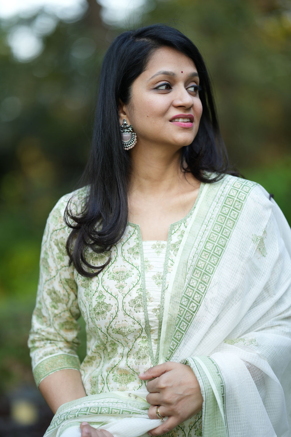 Kimaya Green Cotton Suit Set