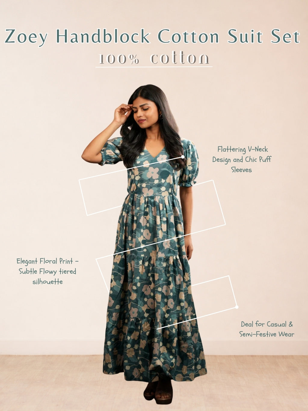 Zoey Handblock Cotton Suit Set