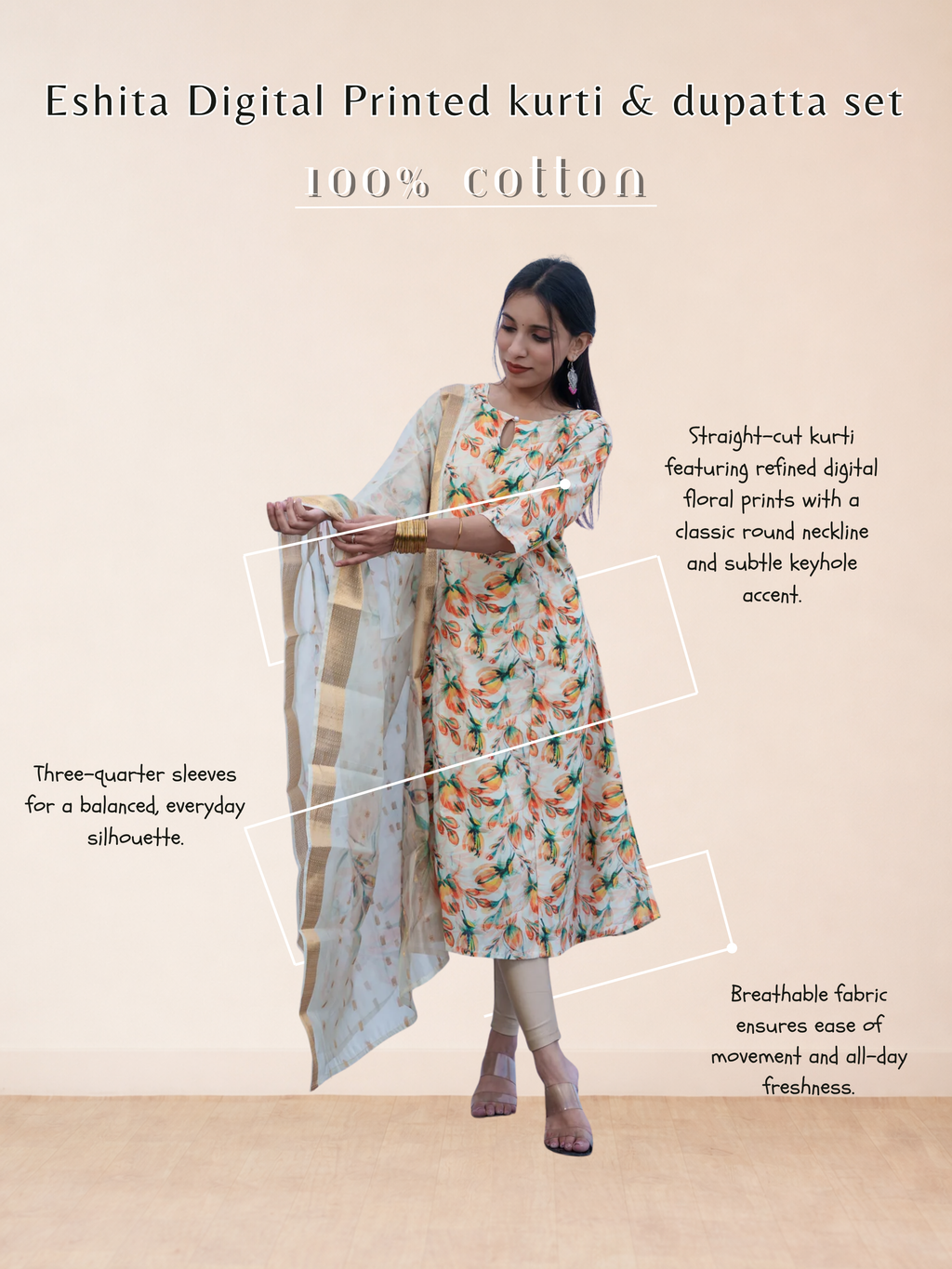 Eshita Digital Printed kurti & dupatta set