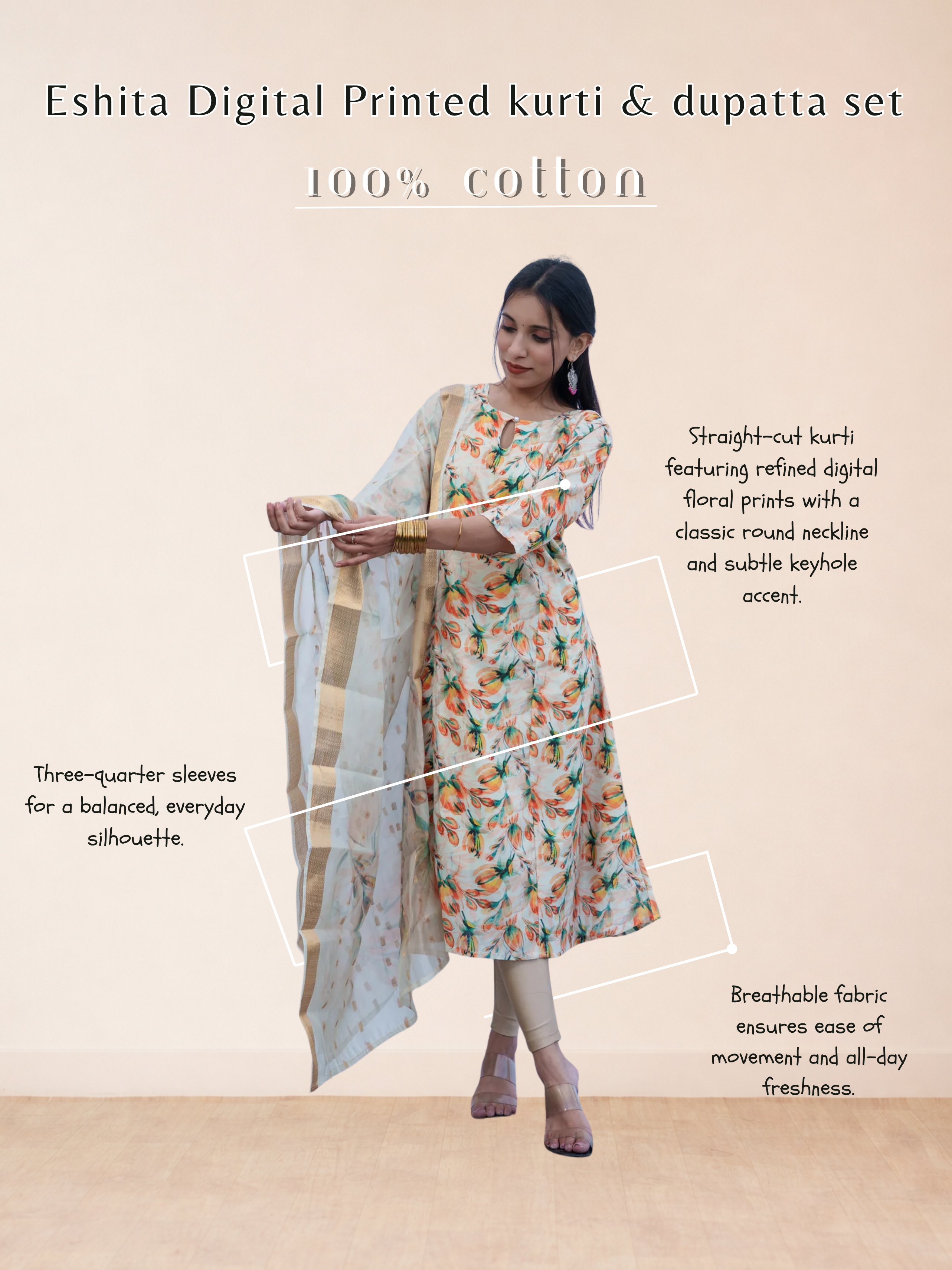 Eshita Digital Printed kurti & dupatta set