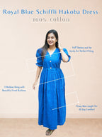 Royal Blue Schiffli Hakoba cotton Dress