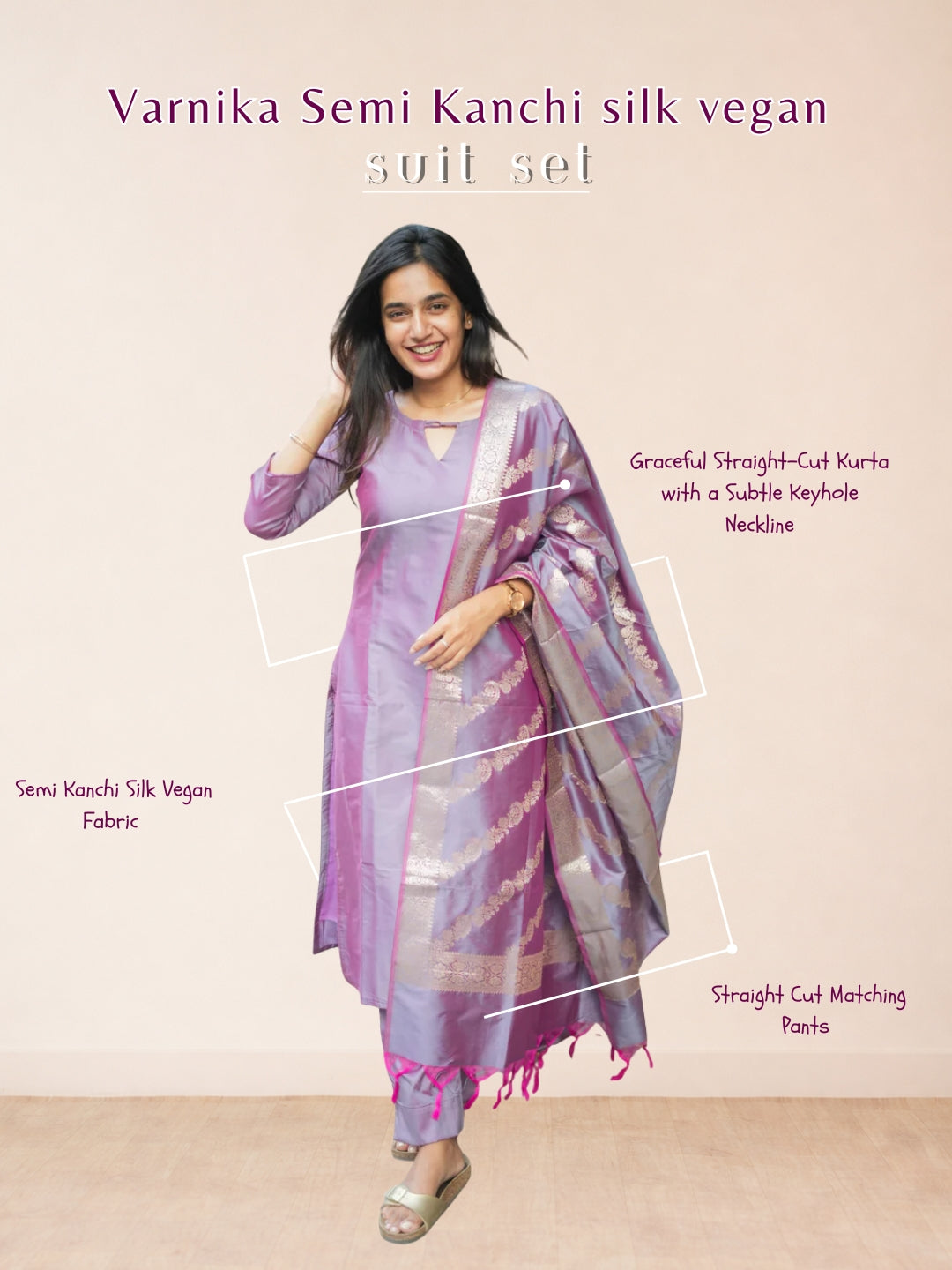 Varnika Semi Kanchi silk vegan Suit Set