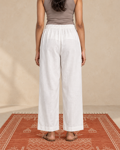 White cotton slub palazzo pant - styled view