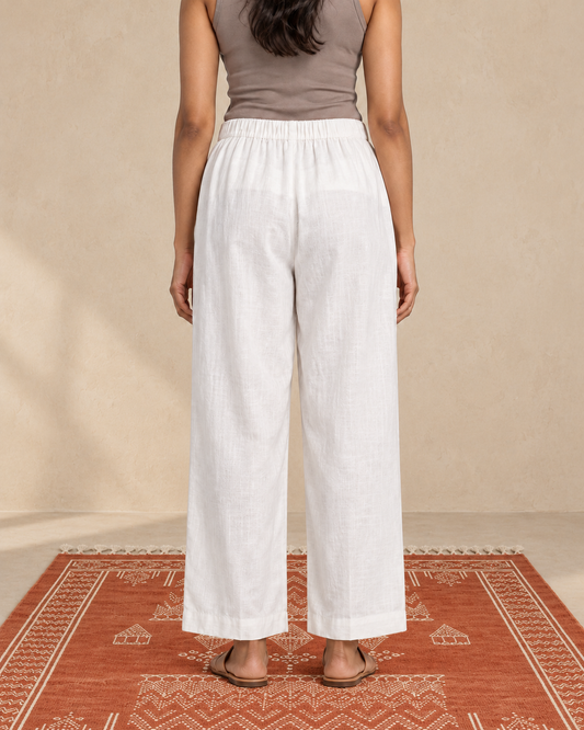 White cotton slub palazzo pant - styled view